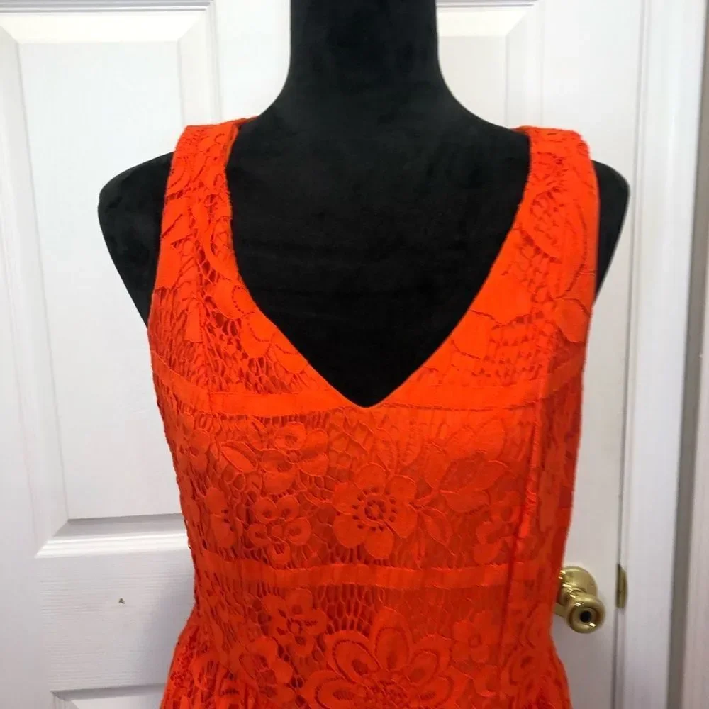 Mossimo sleeveless midi orange crocheted floral dress, size medium - Picture 3 of 12